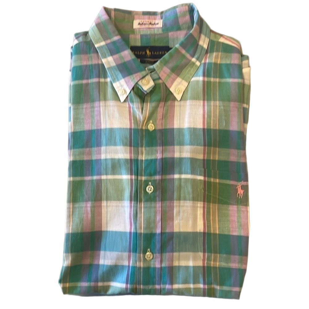 Ralph Lauren Mens XL Slim Fit Plaid Authentic Indian Madras Shirt - Picture 3 of 4